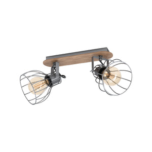 Eglo EU Sambatello Exposed Lightbulb  Brown & Silver 2-light Ceiling Spotlight