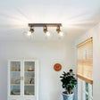 Eglo EU Sambatello Exposed Lightbulb  Brown & Silver 3-light Ceiling Spotlight