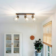 Eglo EU Sambatello Exposed Lightbulb  Brown & Silver 3-light Ceiling Spotlight