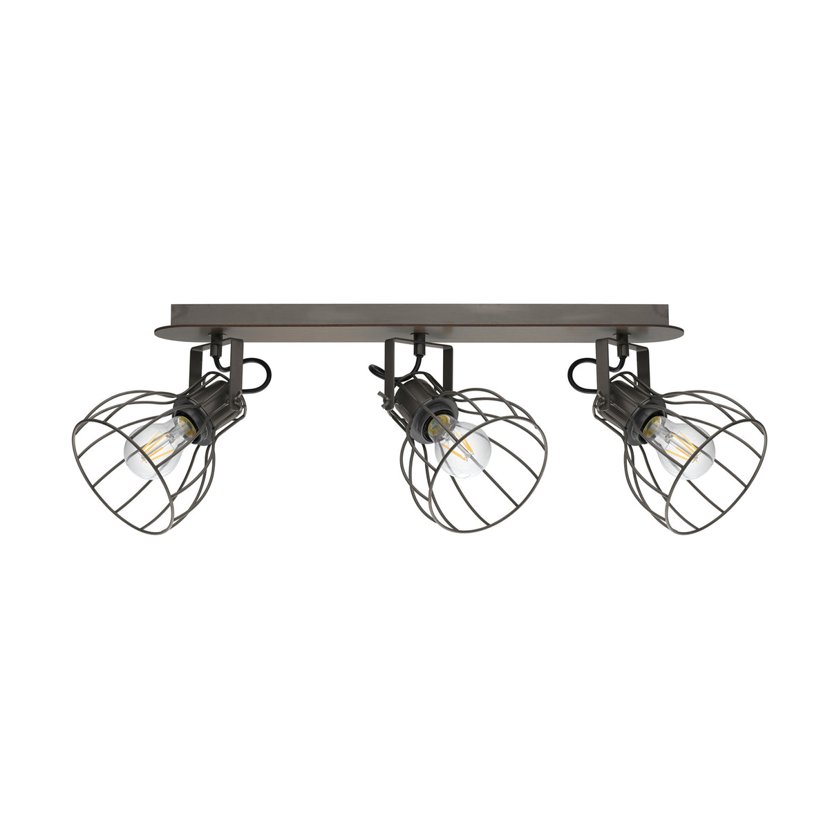 Eglo EU Sambatello Exposed Lightbulb  Brown & Silver 3-light Ceiling Spotlight