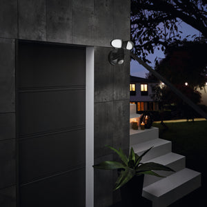 Eglo EU Pagino LED Black Plastic  Dual Head Outdoor Wall Light With Sensor
