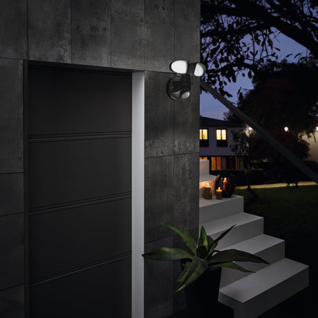 Eglo EU Pagino LED Black Plastic  Dual Head Outdoor Wall Light With Sensor