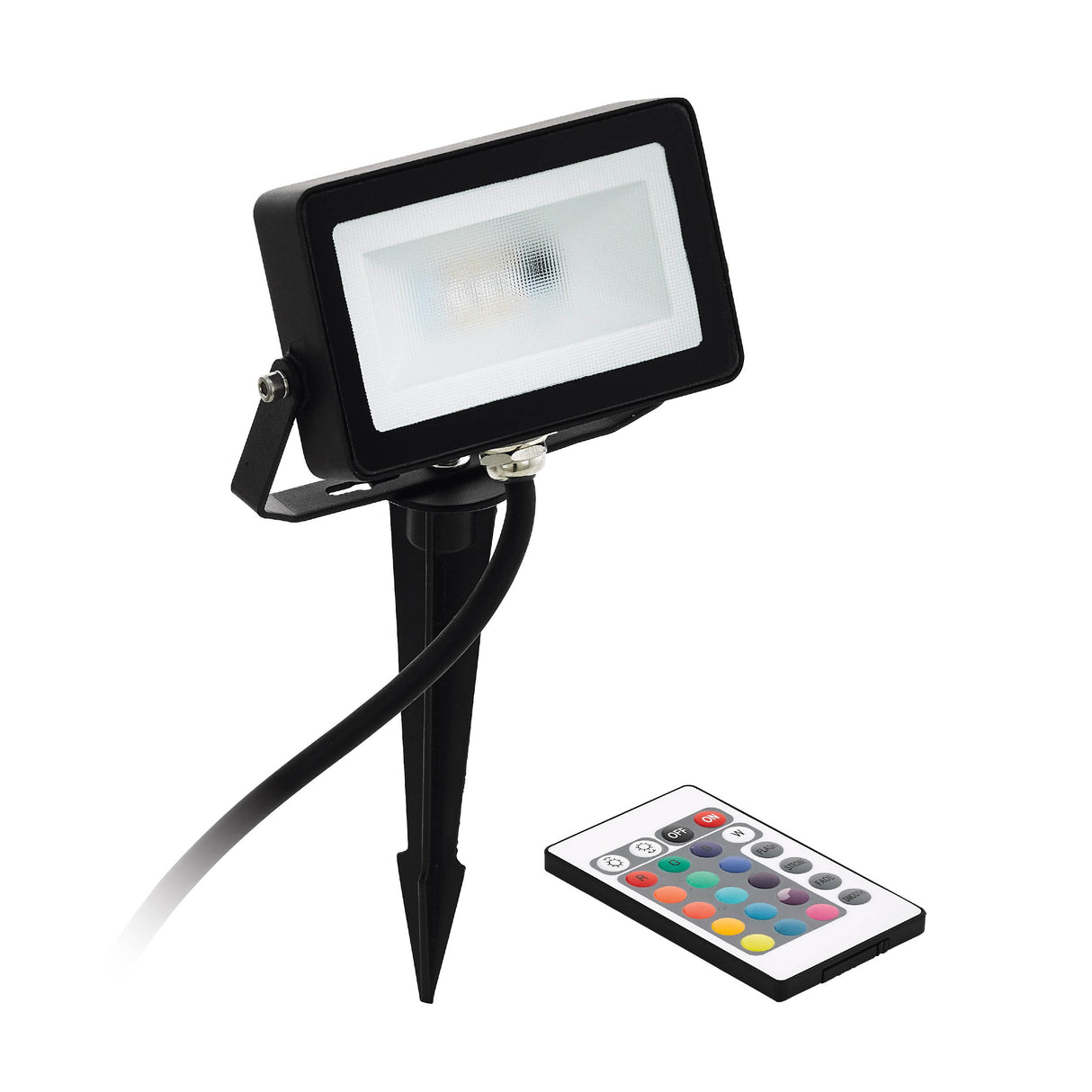 Eglo EU Faedo 4 LED Outdoor 10W Flood Light Black Aluminium RGBW with Remote Control