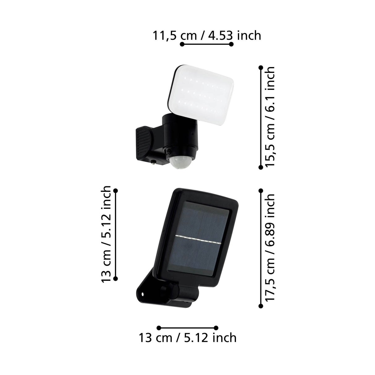Eglo EU CASABAS Solar LED Floodlight – Black, Motion Sensor, Cold White, IP44 Outdoor Lighting