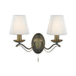 Andretti 2Lt Wall Light-Antique Brass & Ivory String Fabric