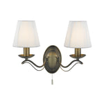 Andretti 2Lt Wall Light-Antique Brass & Ivory String Fabric