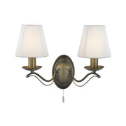 Andretti 2Lt Wall Light-Antique Brass & Ivory String Fabric