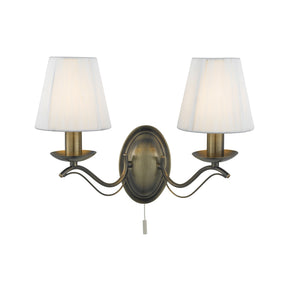Andretti 2Lt Wall Light-Antique Brass & Ivory String Fabric