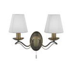 Searchlight Electric Andretti 2Lt Wall Light-Antique Brass & Ivory String Fabric 9822-2AB