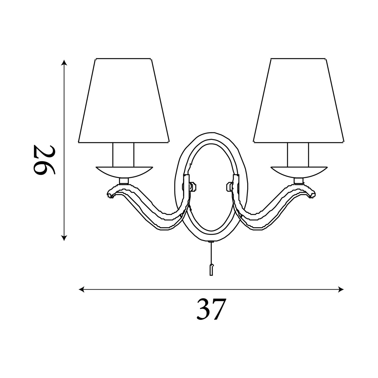 Searchlight Electric Andretti 2Lt Wall Light-Antique Brass & Ivory String Fabric 9822-2AB