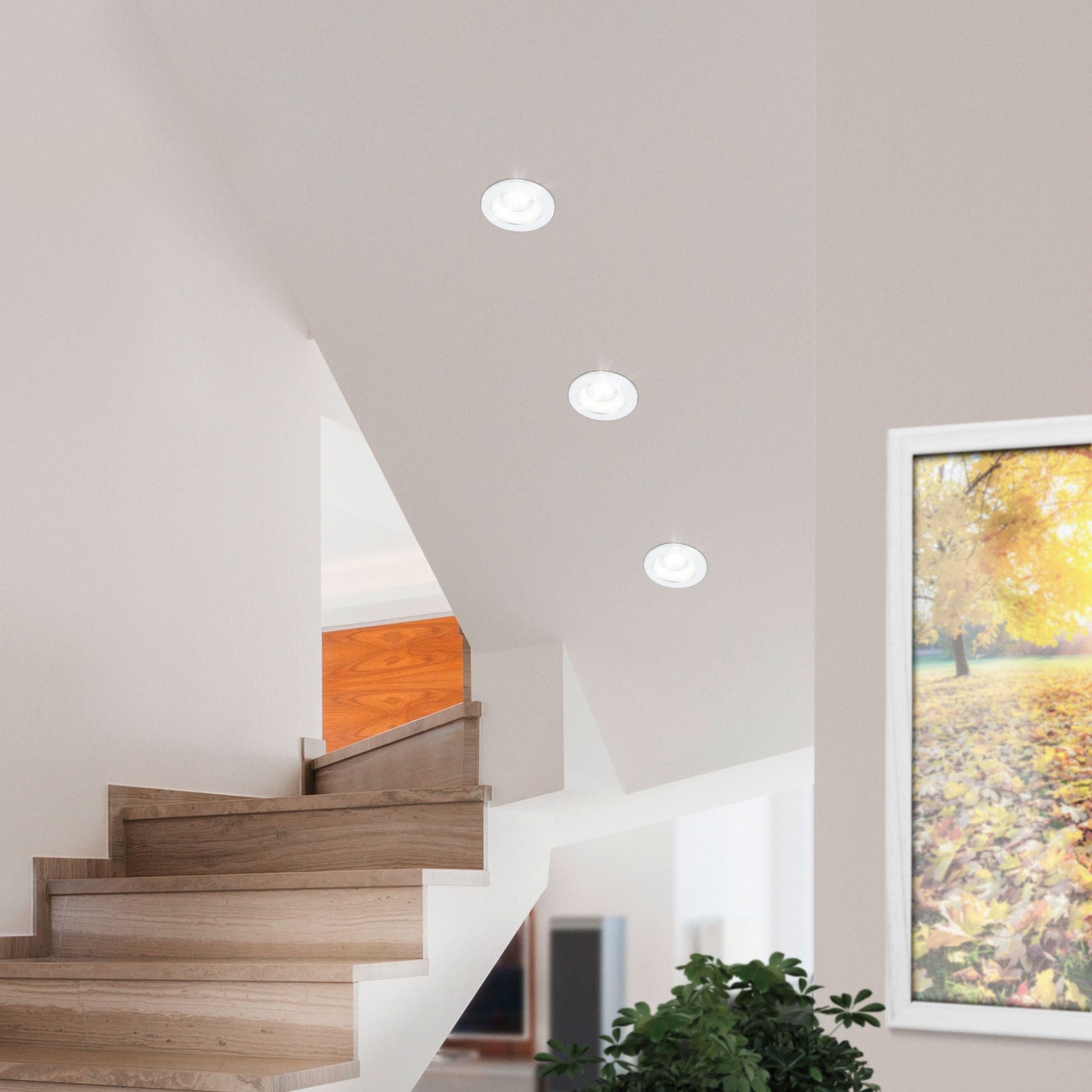 Eglo EU Saliceto Satin Nickel Aluminium LED Warm White Single Recessed Light, 88 x 56mm product image - Endon Lighting from First Light Direct with great prices and fast UK delivery