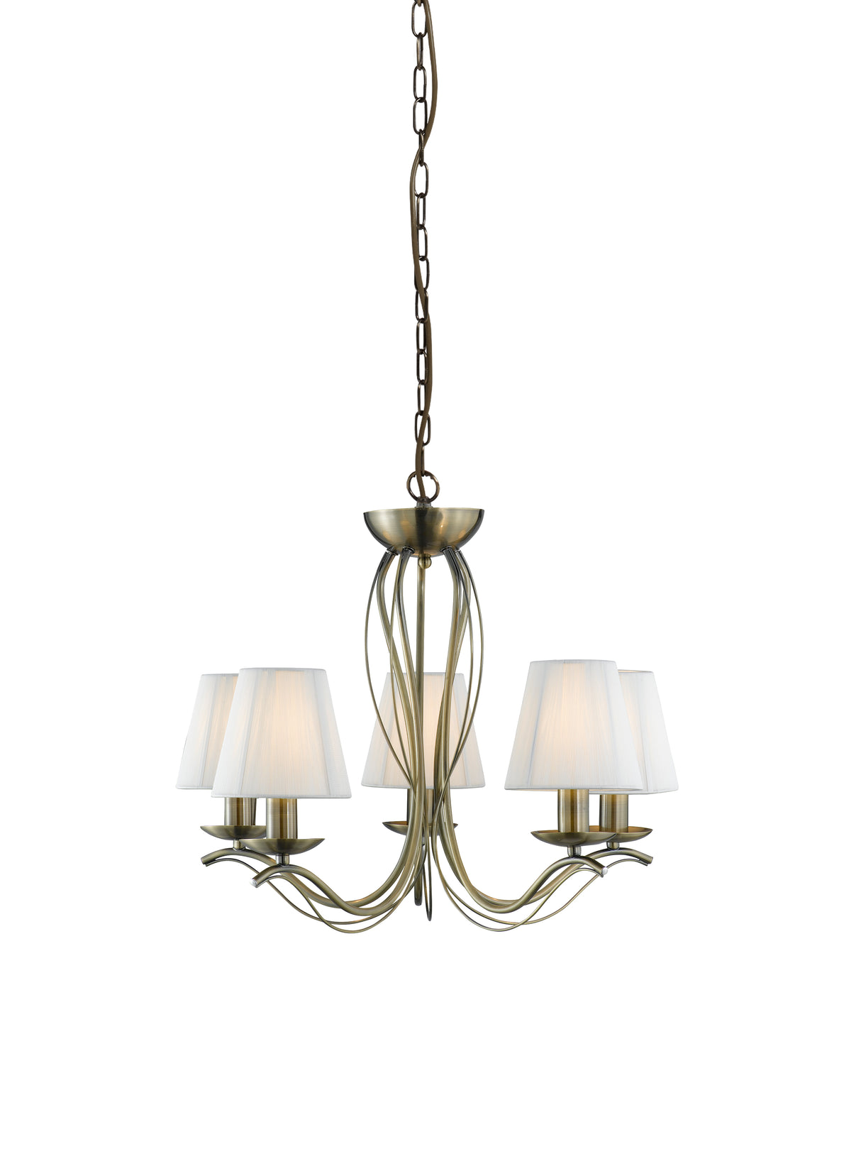 Andretti 5Lt Pendant-Antique Brass & Ivory String Fabric