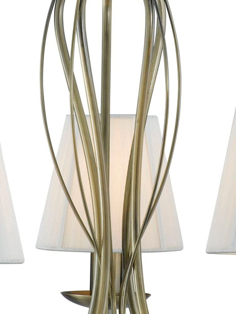 Searchlight Electric Andretti 5Lt Pendant-Antique Brass & Ivory String Fabric 9825-5AB