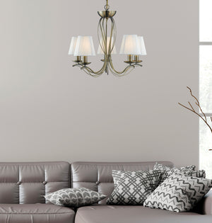 Searchlight Electric Andretti 5Lt Pendant-Antique Brass & Ivory String Fabric 9825-5AB