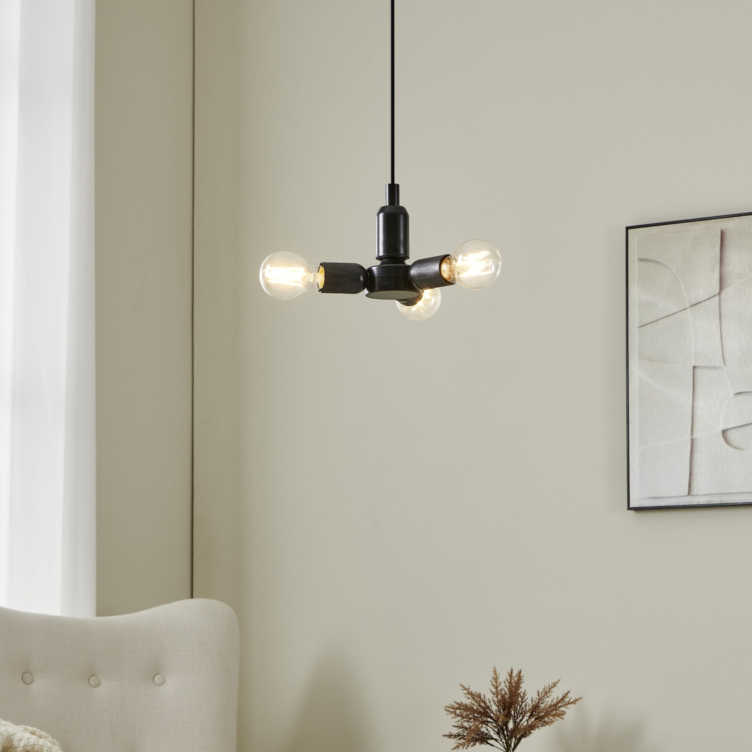 Eglo EU Townshend 3 Wood & Steel Industrial Wall Spotlight, Black & Brown
