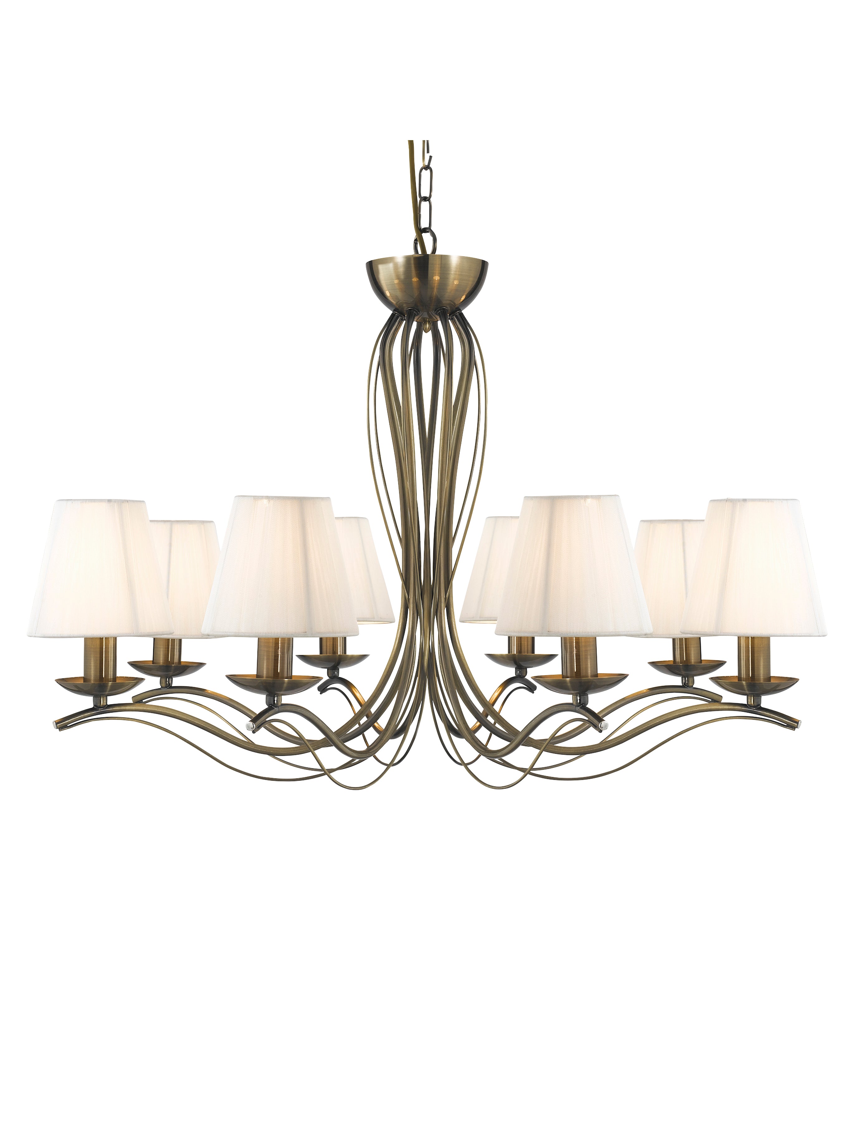 Andretti 8Lt Pendant - Antique Brass & Ivory String Fabric