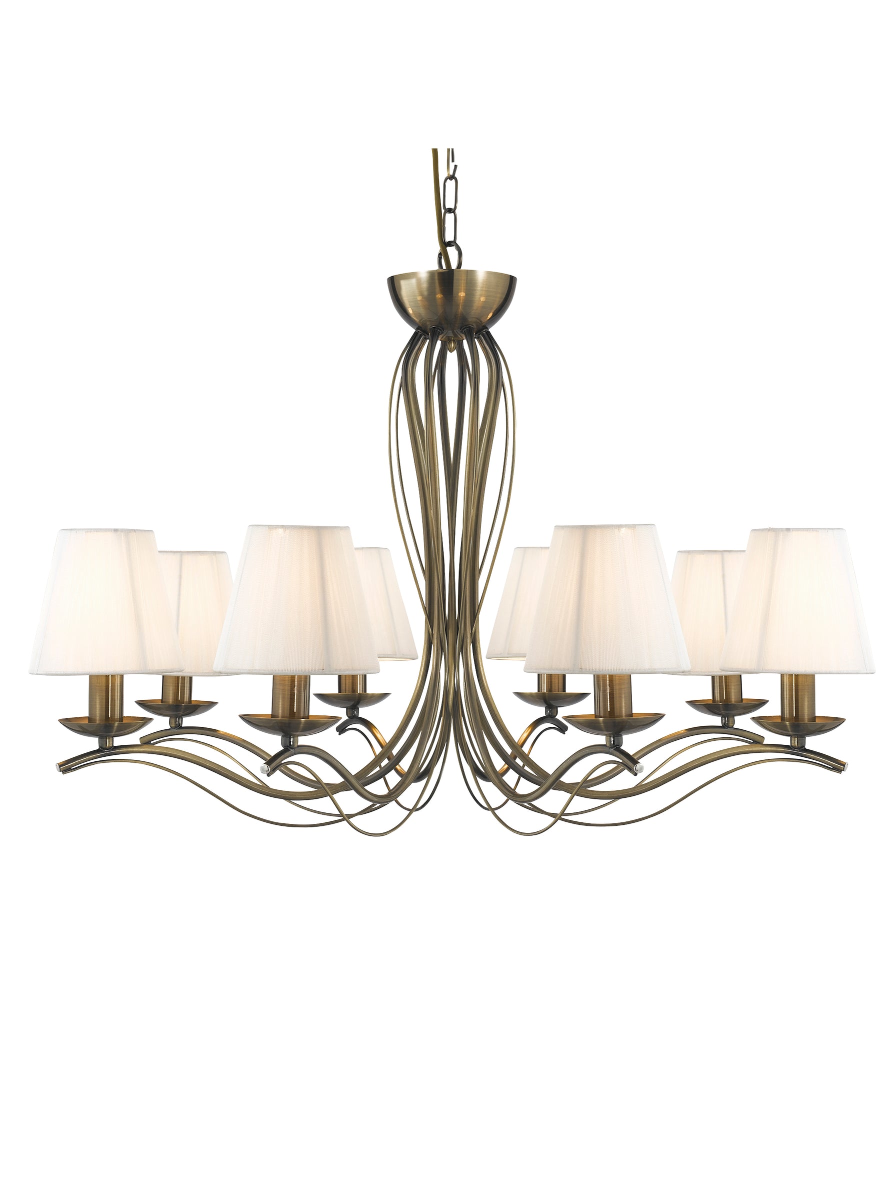 Andretti 8Lt Pendant - Antique Brass & Ivory String Fabric