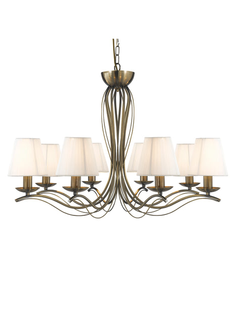 Andretti 8Lt Pendant - Antique Brass & Ivory String Fabric