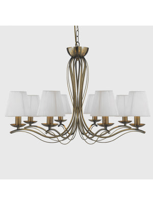 Searchlight Electric Andretti 8Lt Pendant - Antique Brass & Ivory String Fabric 9828-8AB