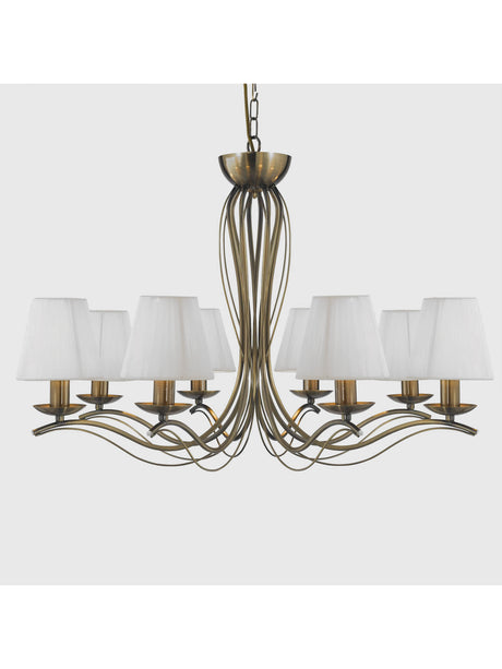 Searchlight Electric Andretti 8Lt Pendant - Antique Brass & Ivory String Fabric 9828-8AB