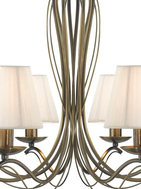 Searchlight Electric Andretti 8Lt Pendant - Antique Brass & Ivory String Fabric 9828-8AB