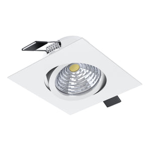 Eglo EU Saliceto White Aluminium LED Warm White Single Recessed Light, 88 x 88mm