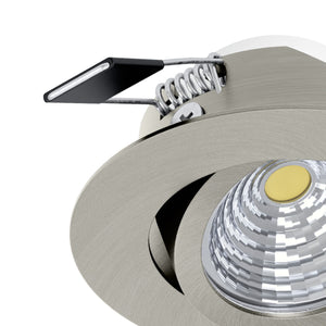 Eglo EU Saliceto Satin Nickel Aluminium LED Warm White Single Recessed Light, 88 x 42mm