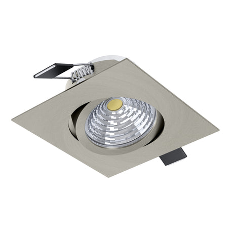 Eglo EU Saliceto Satin Nickel Aluminium LED Warm White Single Recessed Light, 88 x 88mm