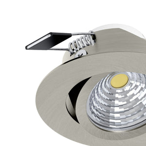 Eglo EU Saliceto Satin Nickel Aluminium LED Neutral White Single Recessed Light, 88 x 42mm