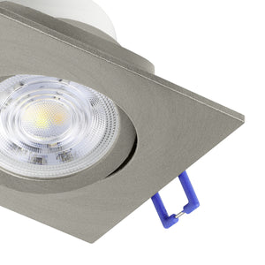 Eglo EU Saliceto Satin Nickel Aluminium LED Neutral White Single Recessed Light, 88 x 88mm