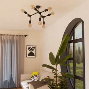 Eglo EU BOCADELLA 1 Ceiling Light – 640mm Black Steel, E27 Fitting