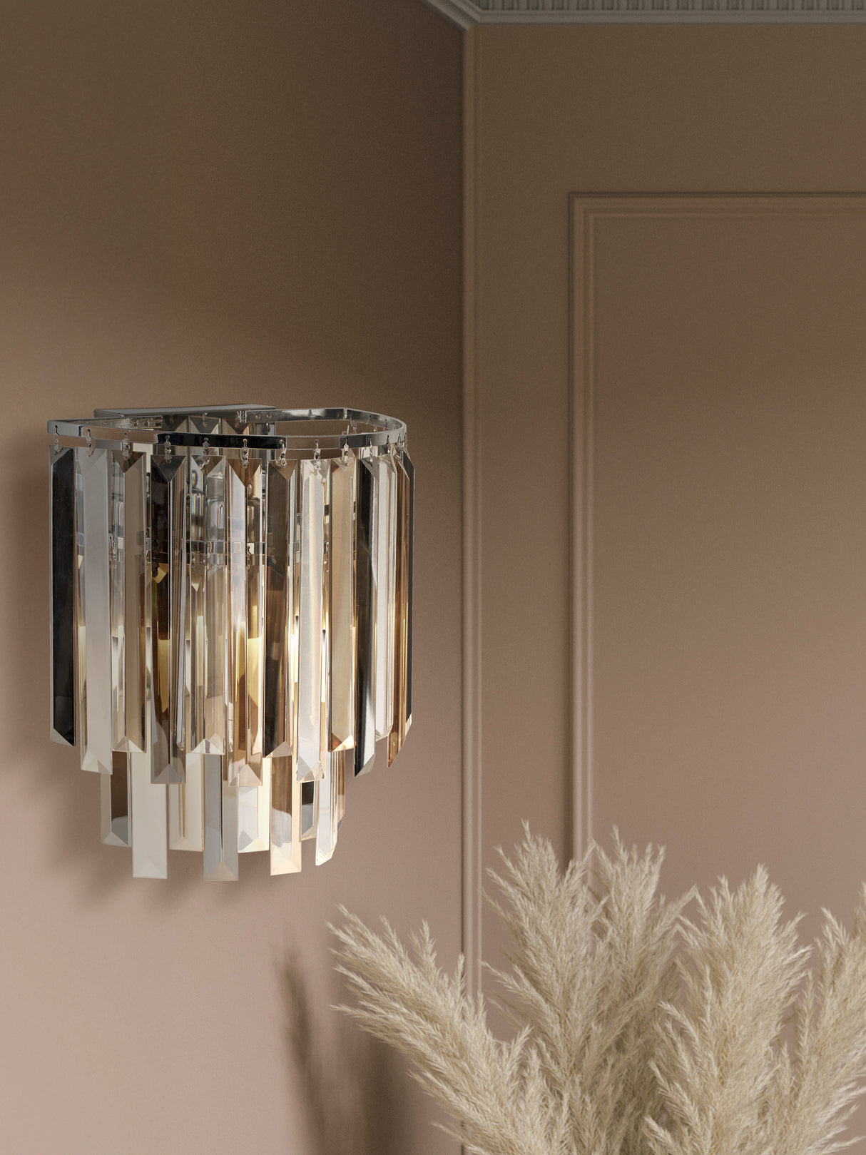 Searchlight Electric Clarissa 2Lt Wall Light - Chrome & Mixed Glass 9832-2CC