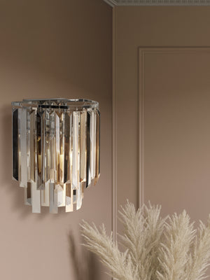 Searchlight Electric Clarissa 2Lt Wall Light - Chrome & Mixed Glass 9832-2CC