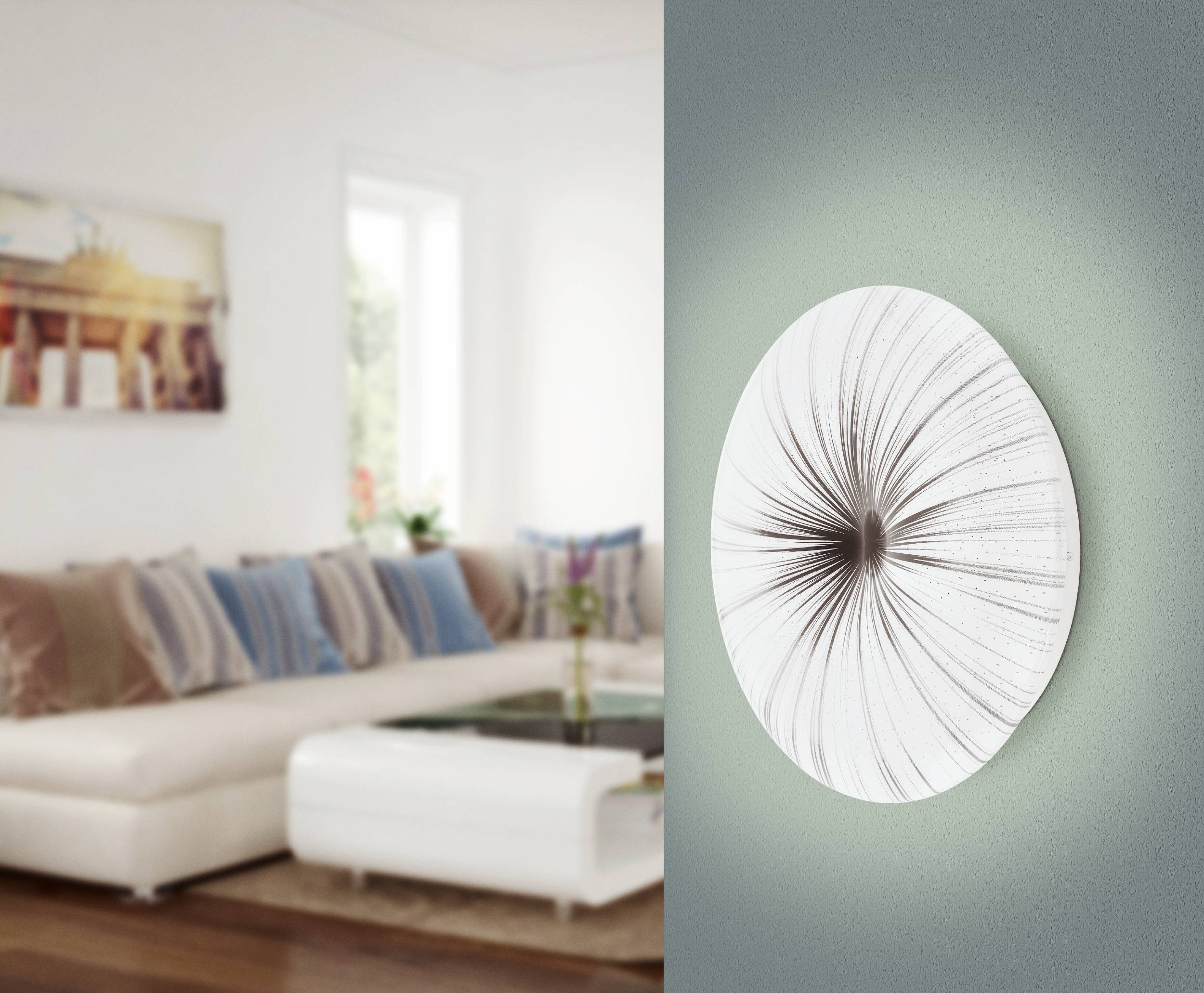 Eglo EU Alobrase Steel & Glass Brushed Brass Single Pendant, 30cm