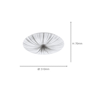 Eglo EU NIEVES LED Wall & Ceiling Light – White & Silver Finish, Integrated LED, Warm White 3000K, 510mm Indoor Light