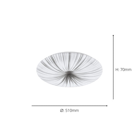 Eglo EU NIEVES LED Wall & Ceiling Light – White & Silver Finish, Integrated LED, Warm White 3000K, 510mm Indoor Light