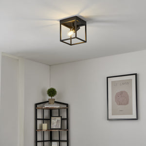 Eglo EU Silentina Industrial Caged Steel Single Spotlight Ceiling Light