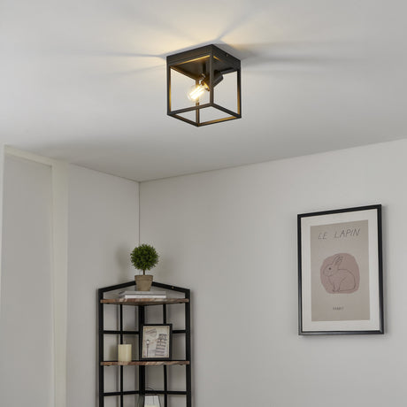 Eglo EU Silentina Industrial Caged Steel Single Spotlight Ceiling Light