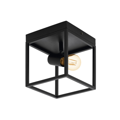 Eglo EU Silentina Industrial Caged Steel Single Spotlight Ceiling Light