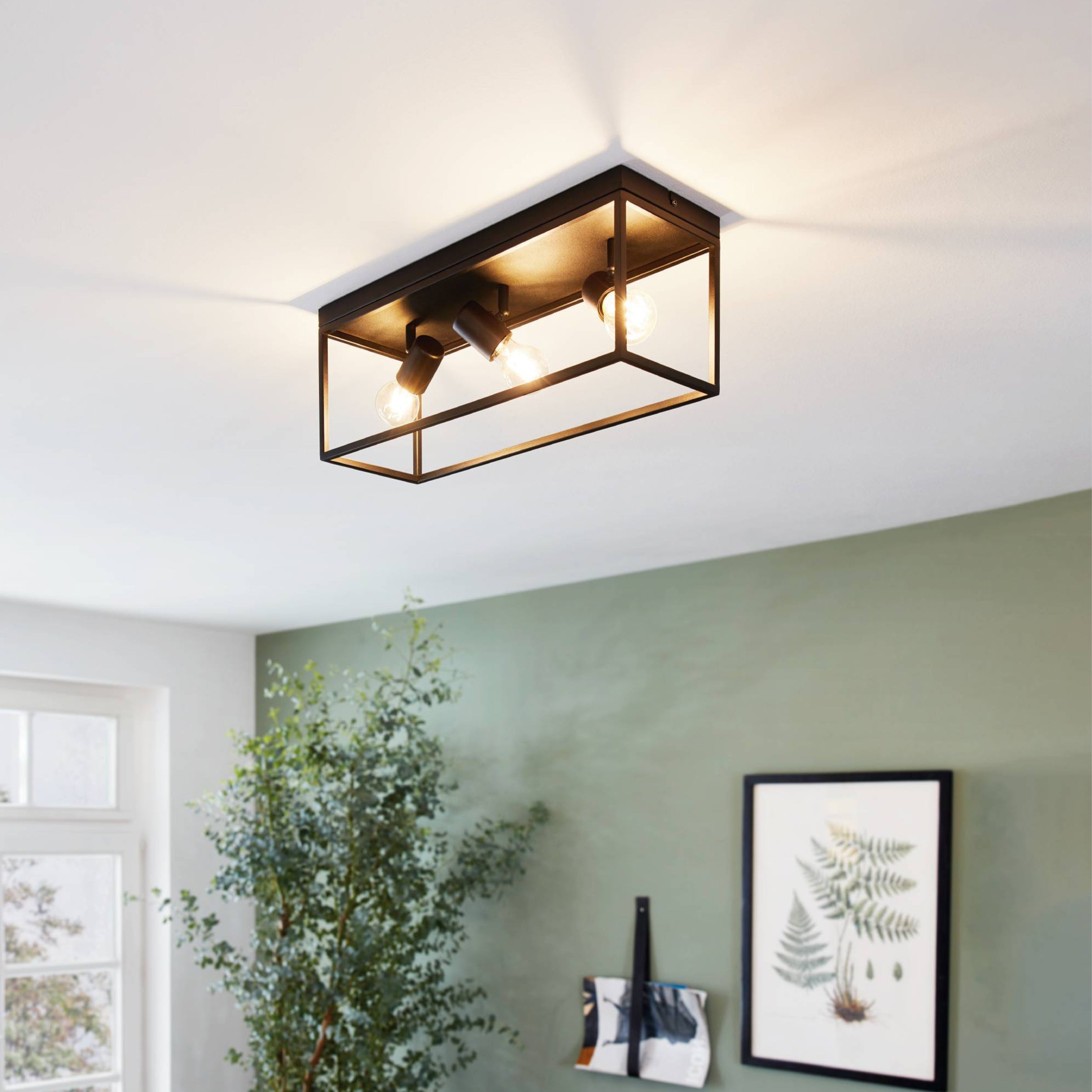 Eglo EU PADULARI LED Ceiling Light – Black Finish, Tuneable White 3000–6500K, Remote Control, 535mm Indoor Ceiling Light product image - Endon Lighting from First Light Direct with great prices and fast UK delivery