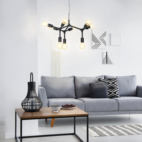 Eglo EU Bocadella Black Steel Vintage Exposed 9-Light Pendant
