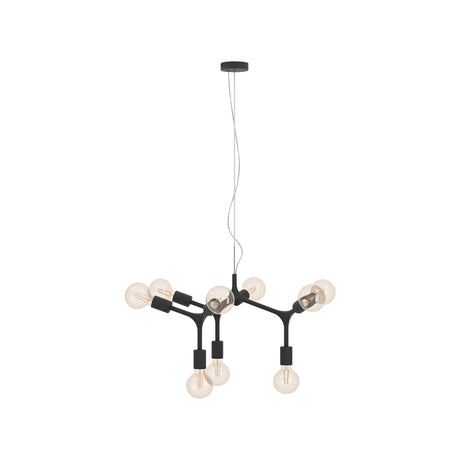 Eglo EU Bocadella Black Steel Vintage Exposed 9-Light Pendant