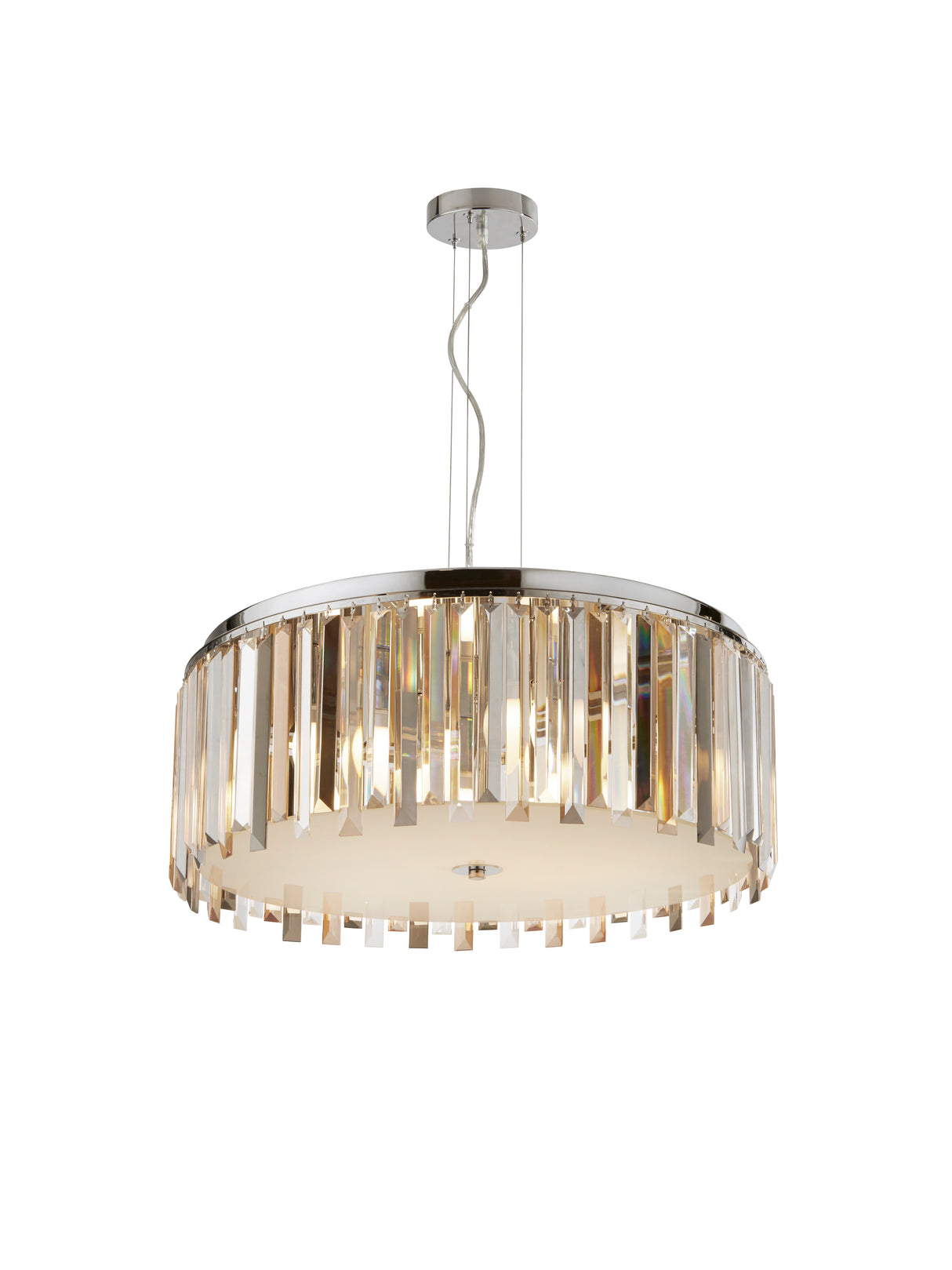 Clarissa 5Lt Drum Pendant Convertible To Semi-Flush - Glass