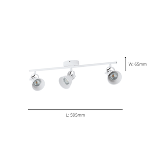 Eglo EU Seras 1 White Metal 3 Light (inclusive) Spot Light, (L) 59.5cm
