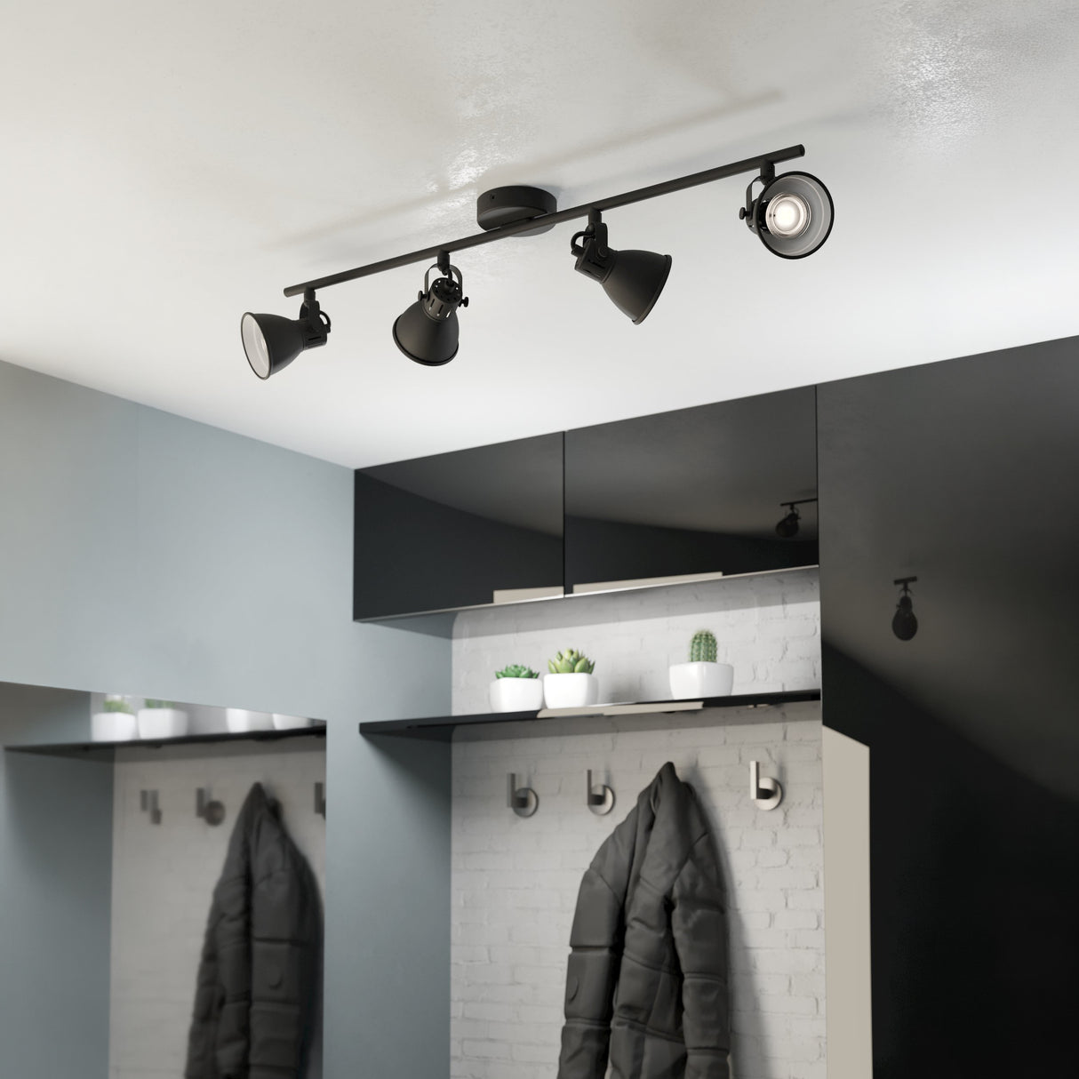 Eglo EU Seras 2 Black Steel 4-Light LED Spotlight