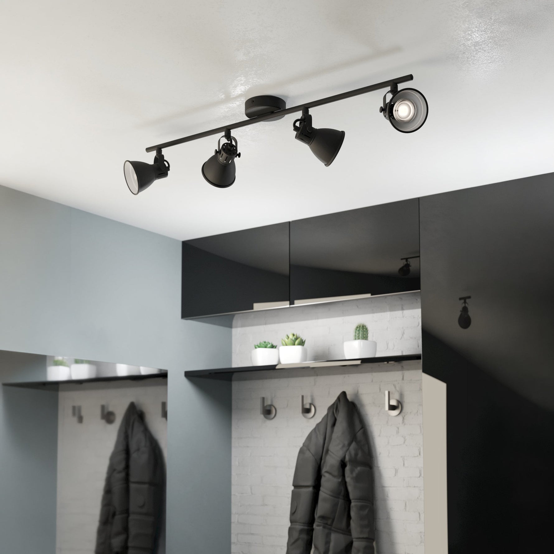 Eglo EU Gatuela 1 Black Steel Modern Minimalist 4-Light Pendant