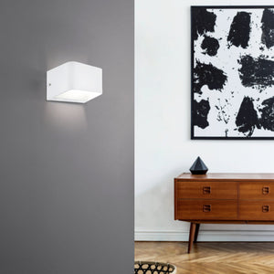 Eglo EU SANIA?4 Wall Light – White Aluminium, Integrated LED, Warm White, Modern Indoor Wall Lighting
