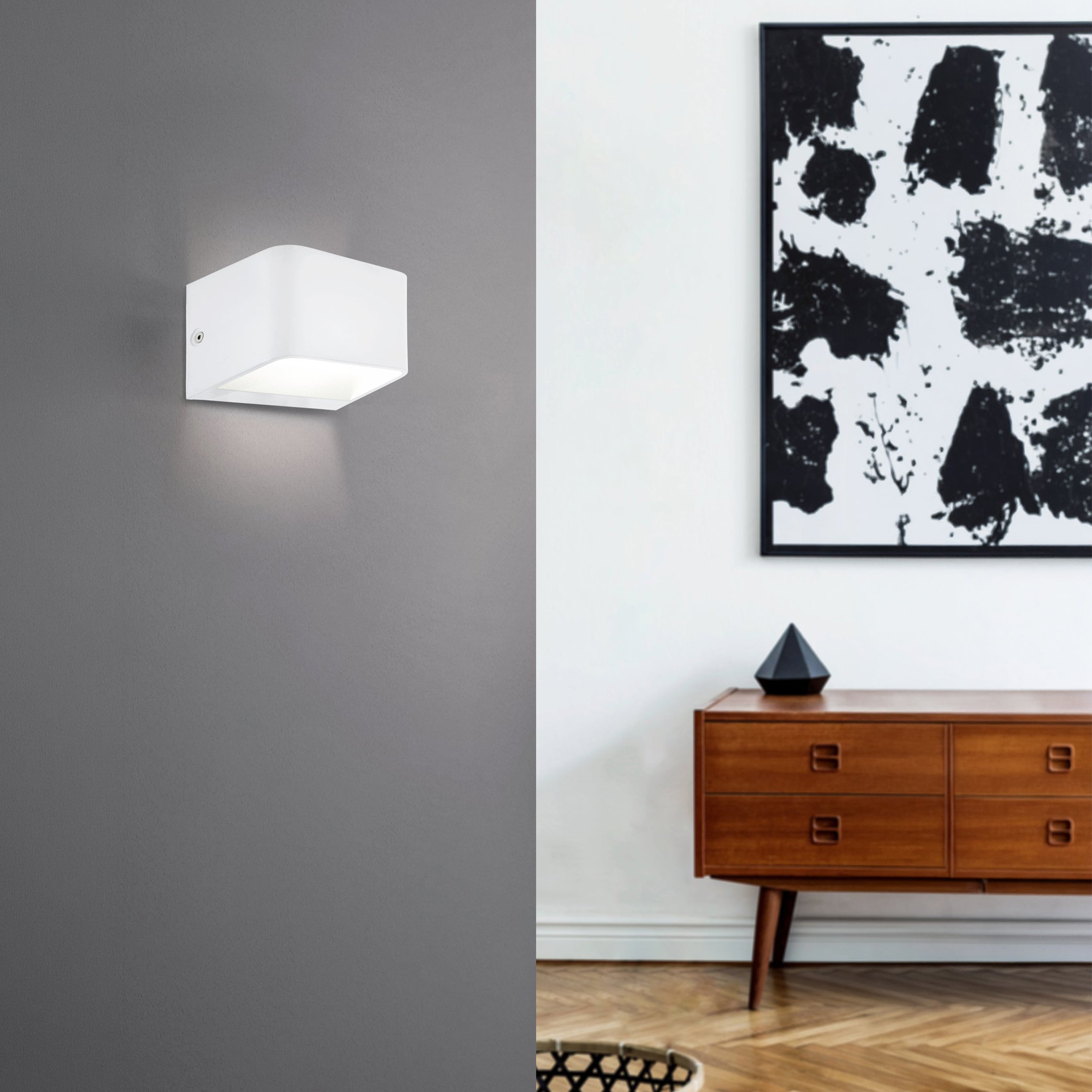Eglo EU SANIA?4 Wall Light – Satin Nickel Aluminium, Integrated LED, Warm White, Modern Indoor Wall Lighting