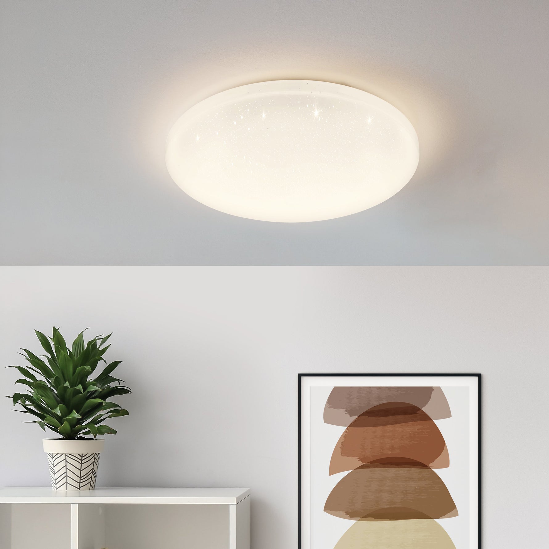 Eglo EU FRANIA?S LED Wall & Ceiling Light – White Finish with Crystal Effect, Integrated LED, Warm White 3000K, 550mm Indoor Light