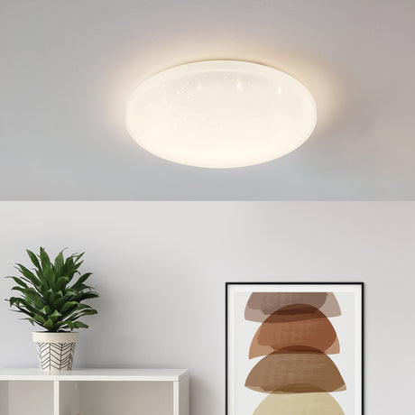 Eglo EU FRANIA?S LED Wall & Ceiling Light – White Finish with Crystal Effect, Integrated LED, Warm White 3000K, 550mm Indoor Light